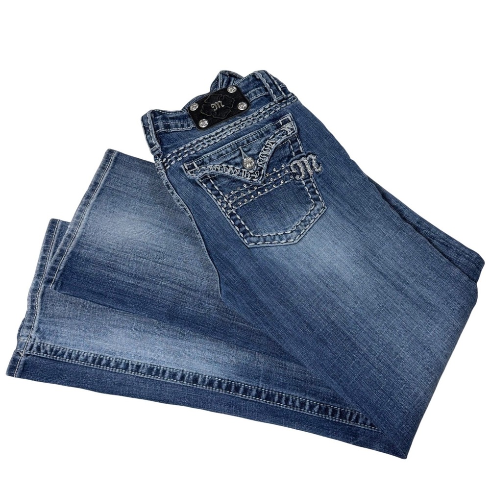 Miss Me Bootcut Jeans Medium Wash Embellished Rhinestone Women Size 31